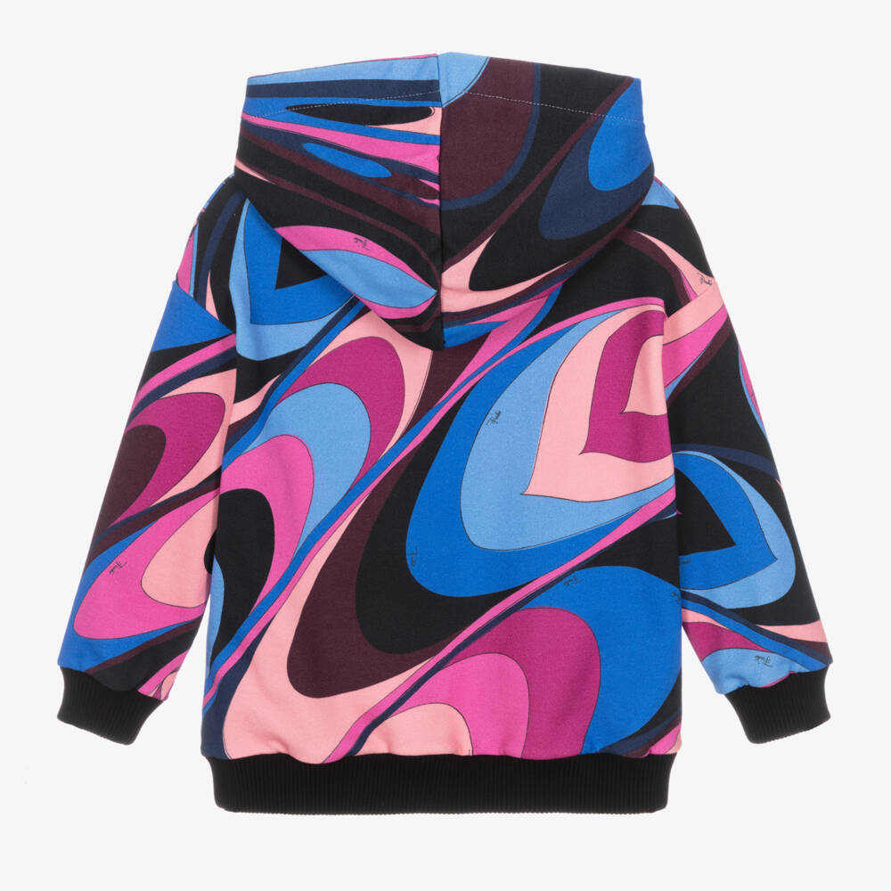 PUCCI-Girls Pink Patterned Cotton Hoodie | Childrensalon Outlet