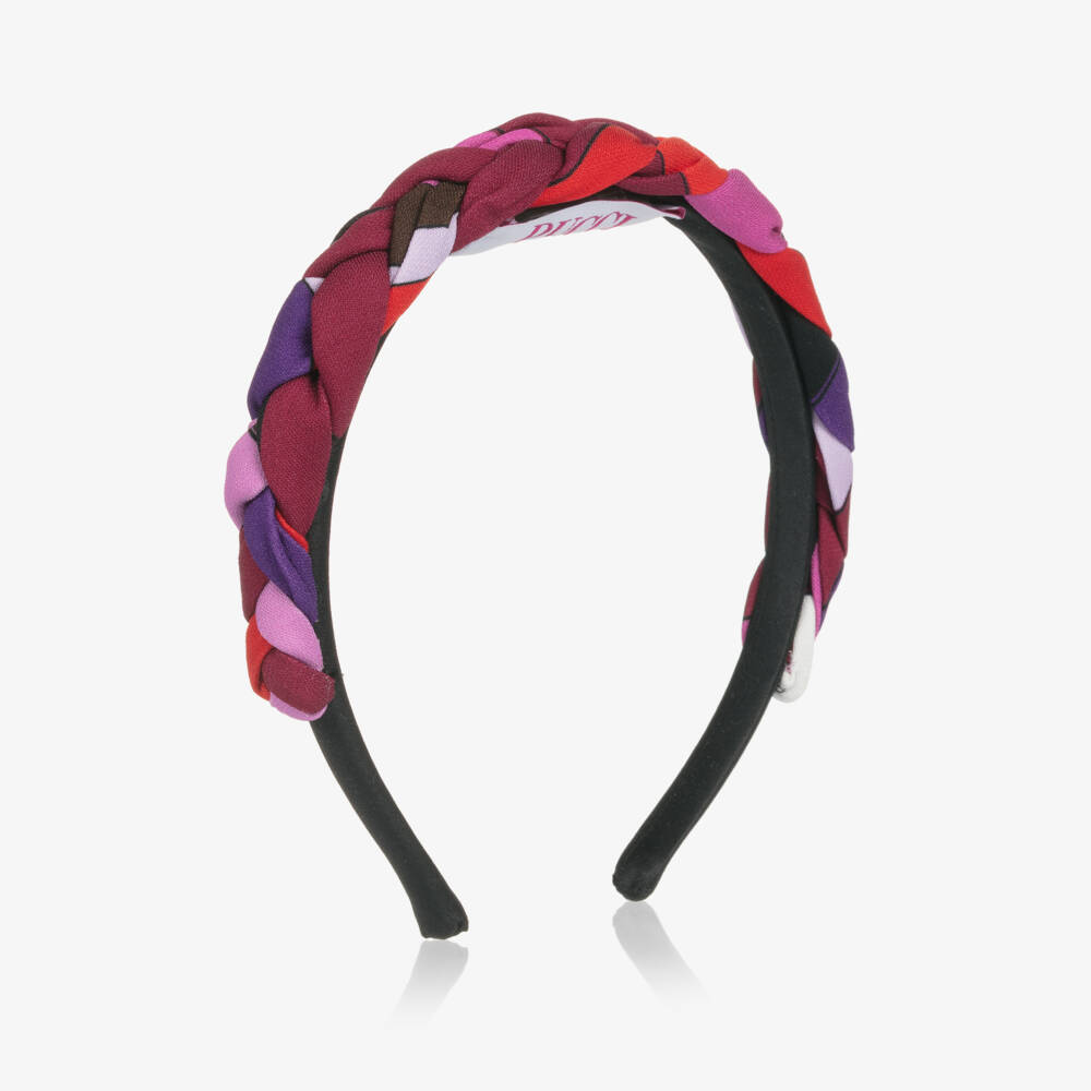 PUCCI-Girls Pink & Purple Iride Print Plaited Hairband | Childrensalon Outlet
