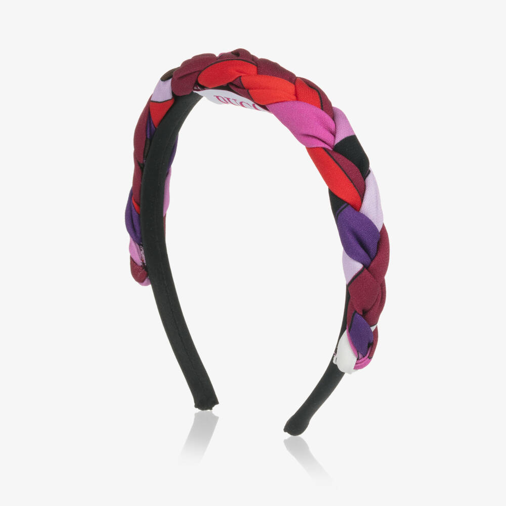 PUCCI-Girls Pink & Purple Iride Print Plaited Hairband | Childrensalon Outlet