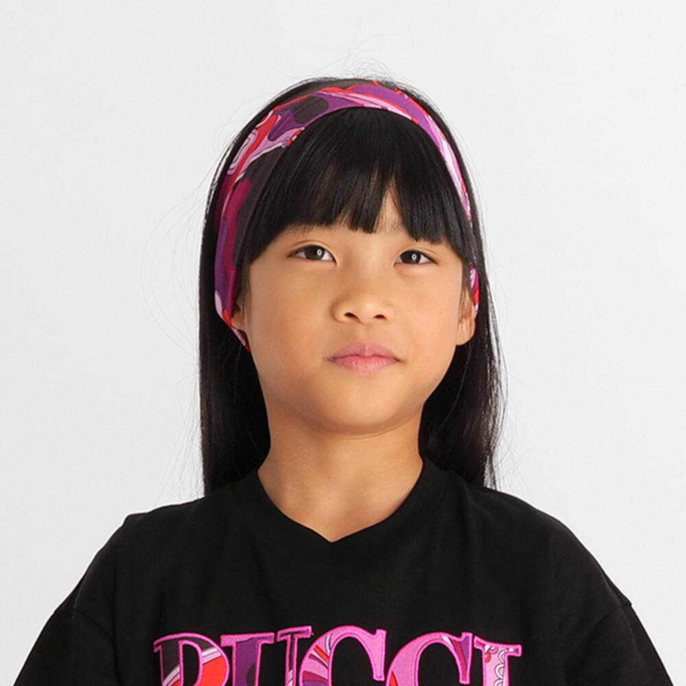 PUCCI-Girls Pink & Purple Orchidee Print Cotton Headband | Childrensalon Outlet