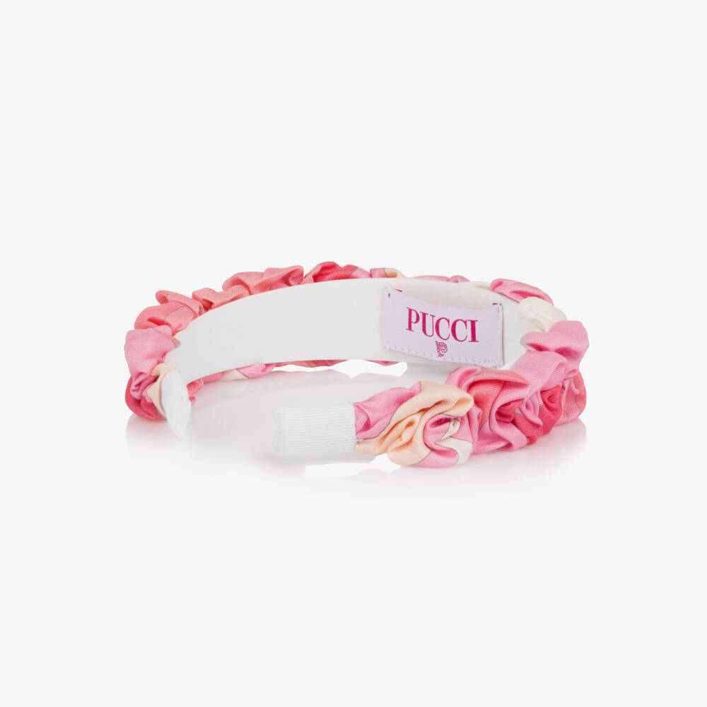 PUCCI-Girls Pink Ruffled Bow Headband | Childrensalon Outlet
