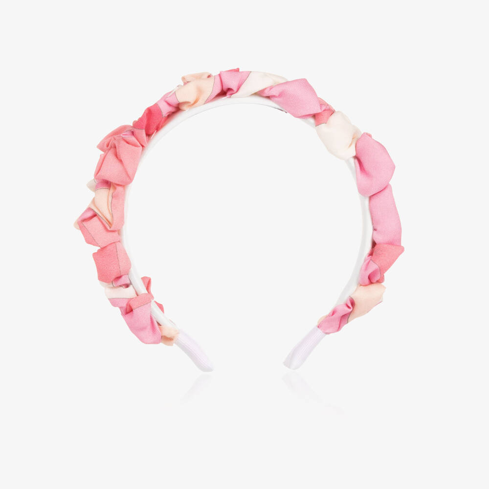 PUCCI-Girls Pink Ruffled Iride Hairband | Childrensalon Outlet