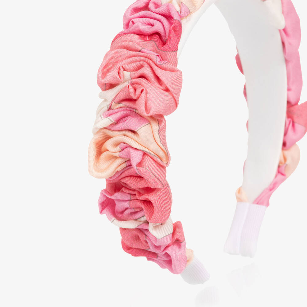 PUCCI-Girls Pink Ruffled Iride Hairband | Childrensalon Outlet