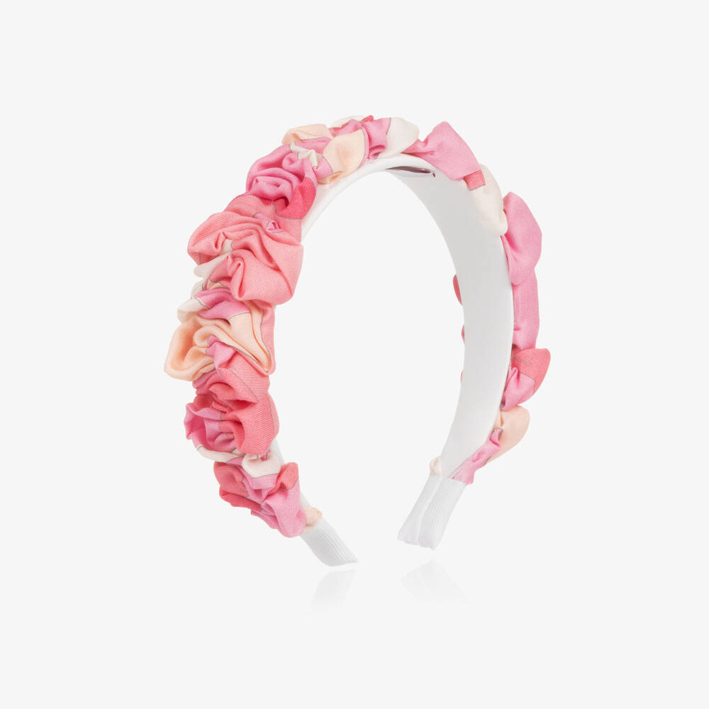 PUCCI-Girls Pink Ruffled Iride Hairband | Childrensalon Outlet