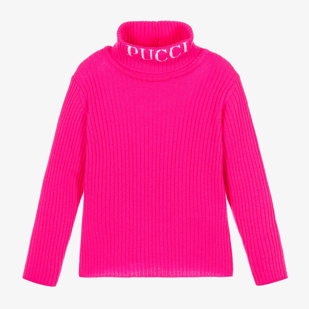 PUCCI - Girls Pink Wool & Cashmere Sweater | Childrensalon