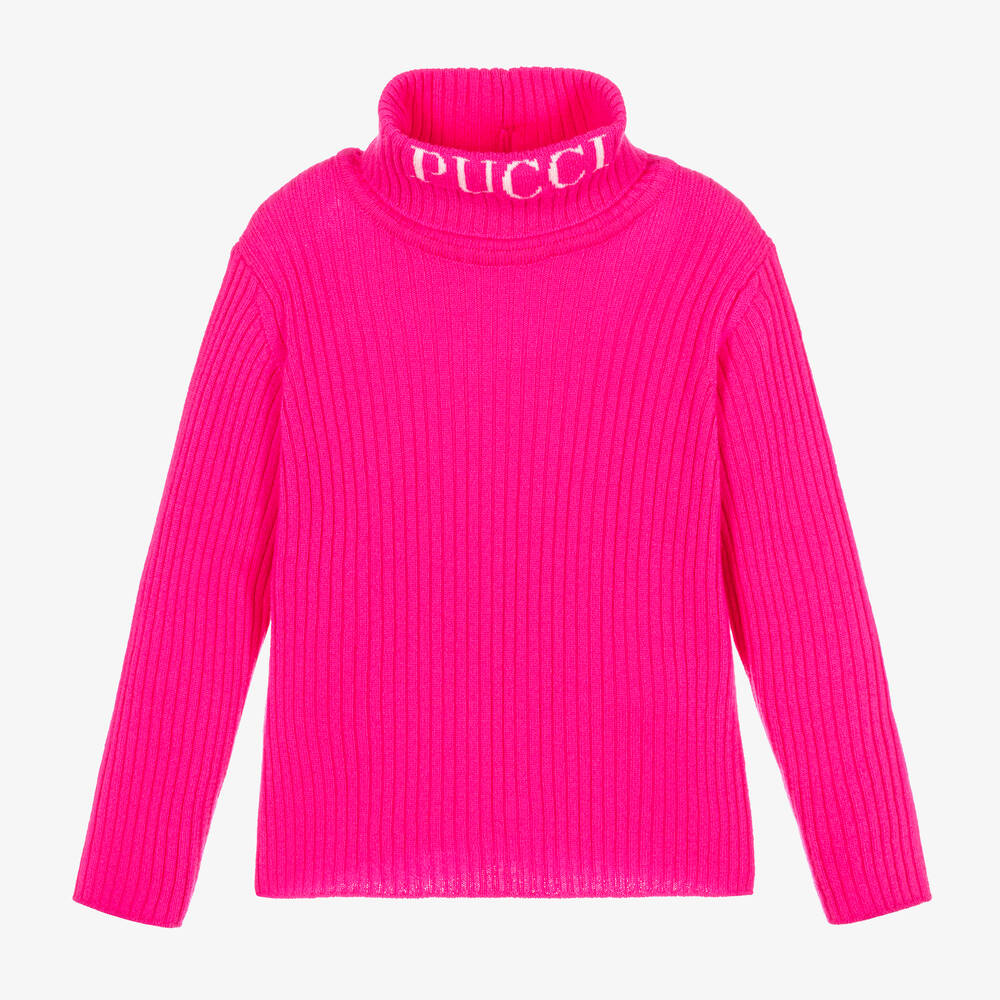 PUCCI - Pull rose en laine et cachemire fille | Childrensalon