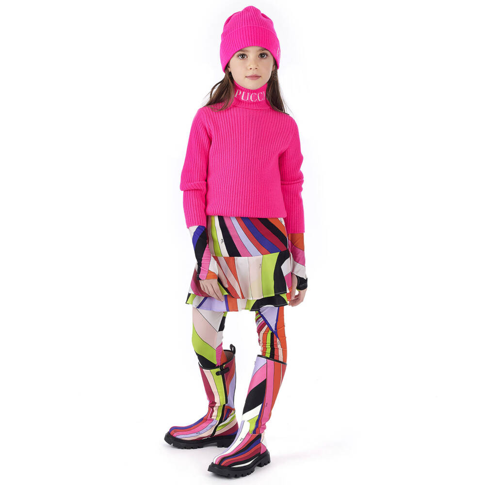 PUCCI-Girls Pink Wool & Cashmere Sweater | Childrensalon Outlet