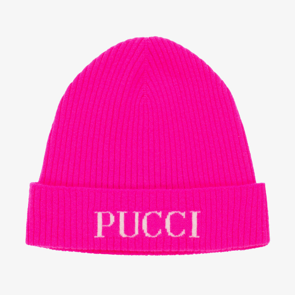 PUCCI - Bonnet rose en laine fille | Childrensalon