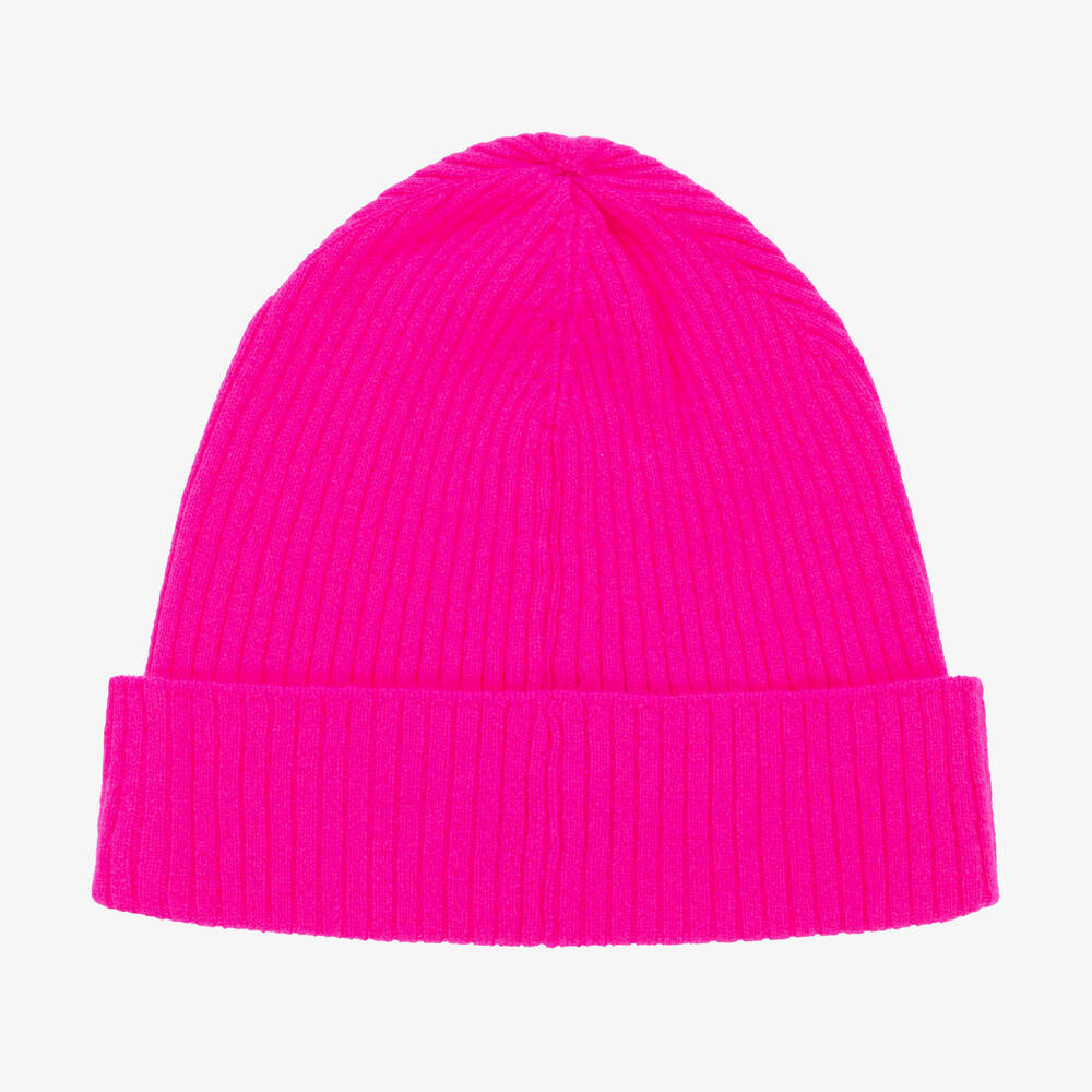 PUCCI-Girls Pink Wool Knit Beanie Hat | Childrensalon Outlet