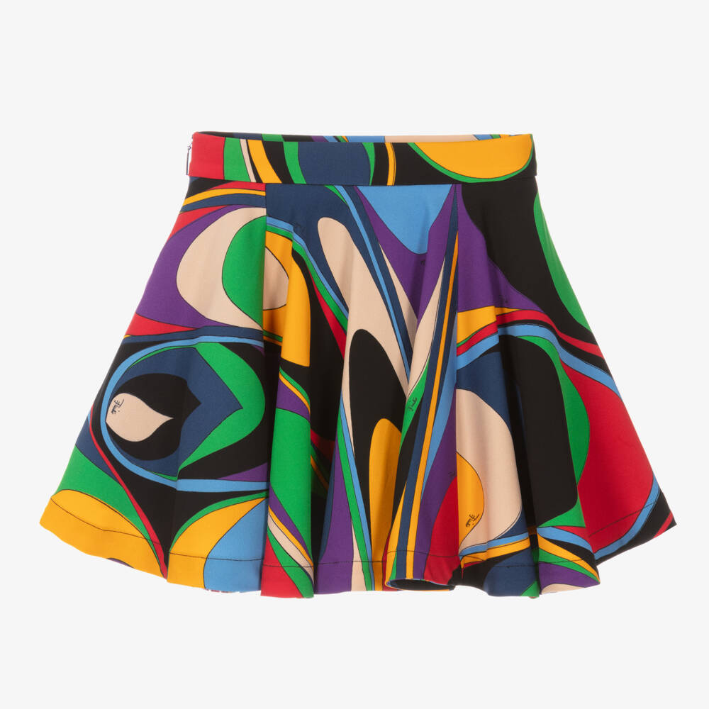 PUCCI-Girls Purple & Black Viscose Swirl Skirt | Childrensalon Outlet