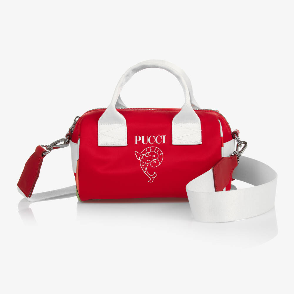 PUCCI - حقيبة يد كانفاس لون أحمر للبنات (20 سم) | Childrensalon