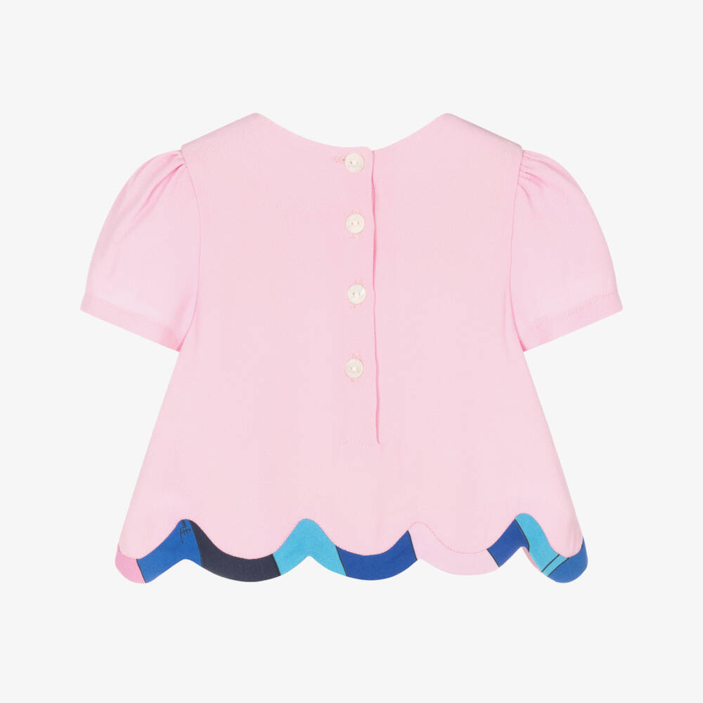 PUCCI-Girls Rose-Hued Designer Print Top | Childrensalon Outlet