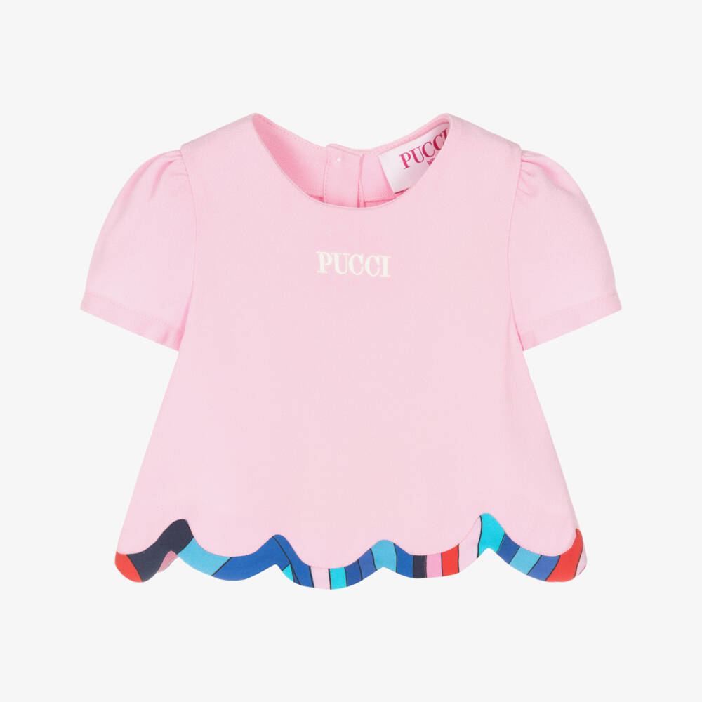 PUCCI-Girls Rose-Hued Designer Print Top | Childrensalon Outlet