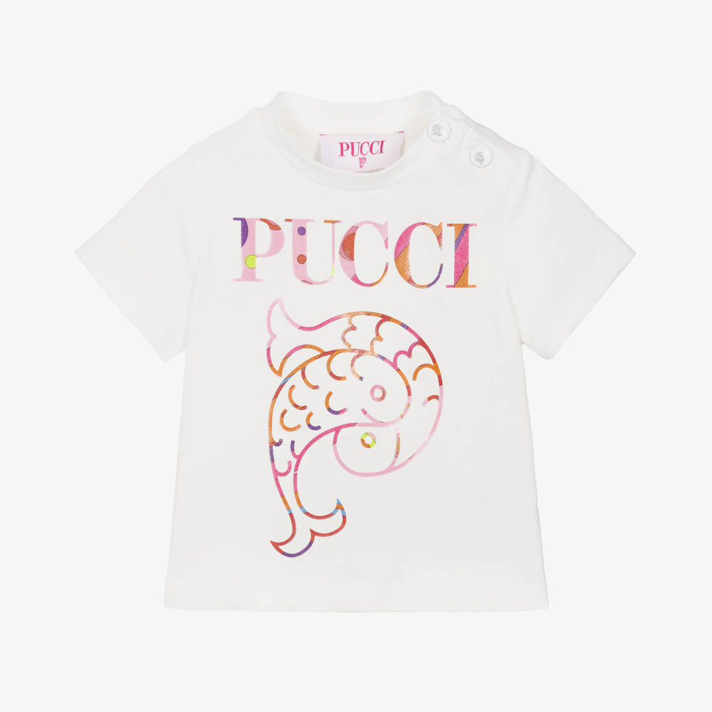 PUCCI-Girls Soft Ivory Jersey Tee | Childrensalon Outlet
