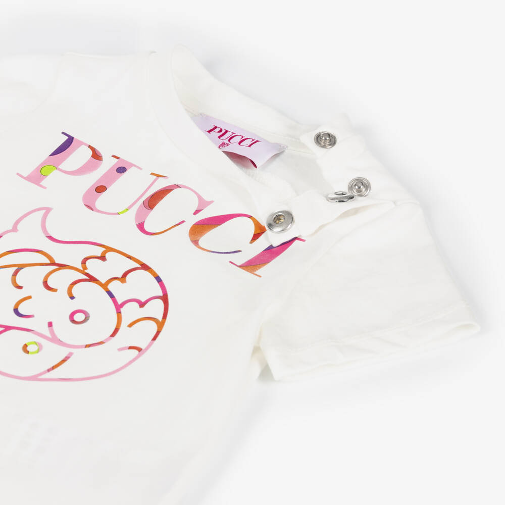 PUCCI-Girls Soft Ivory Jersey Tee | Childrensalon Outlet