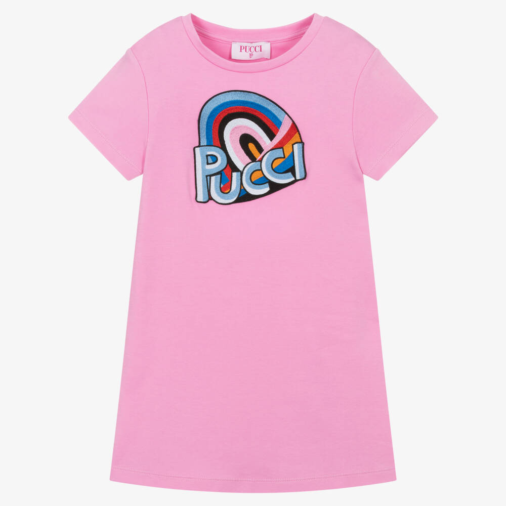 PUCCI-Girls Soft Pink Logo Dress | Childrensalon Outlet