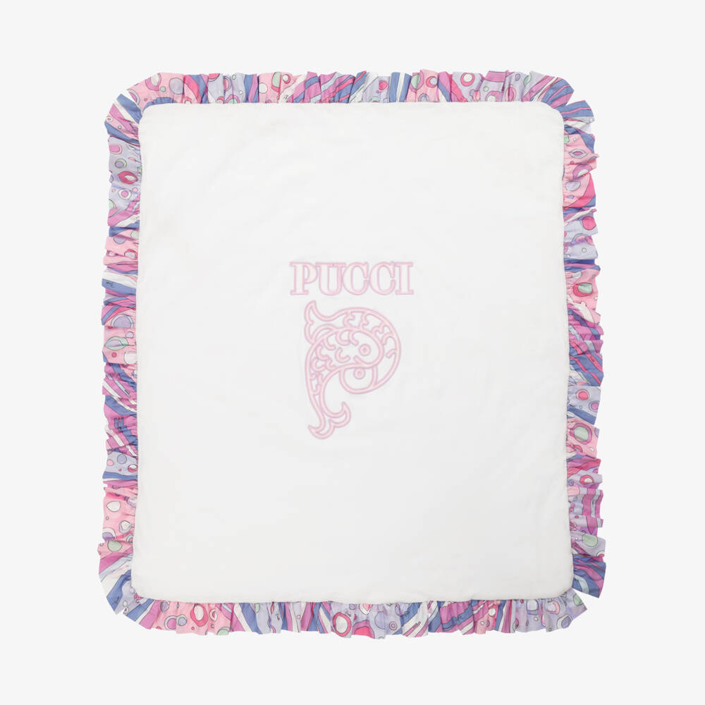 PUCCI-Girls' Soft Pink & White Cozy Blanket | Childrensalon Outlet