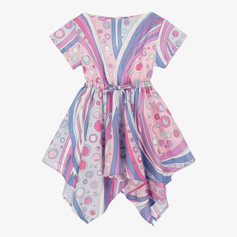 PUCCI-Girls Swirling Pastel Poplin Dress | Childrensalon Outlet