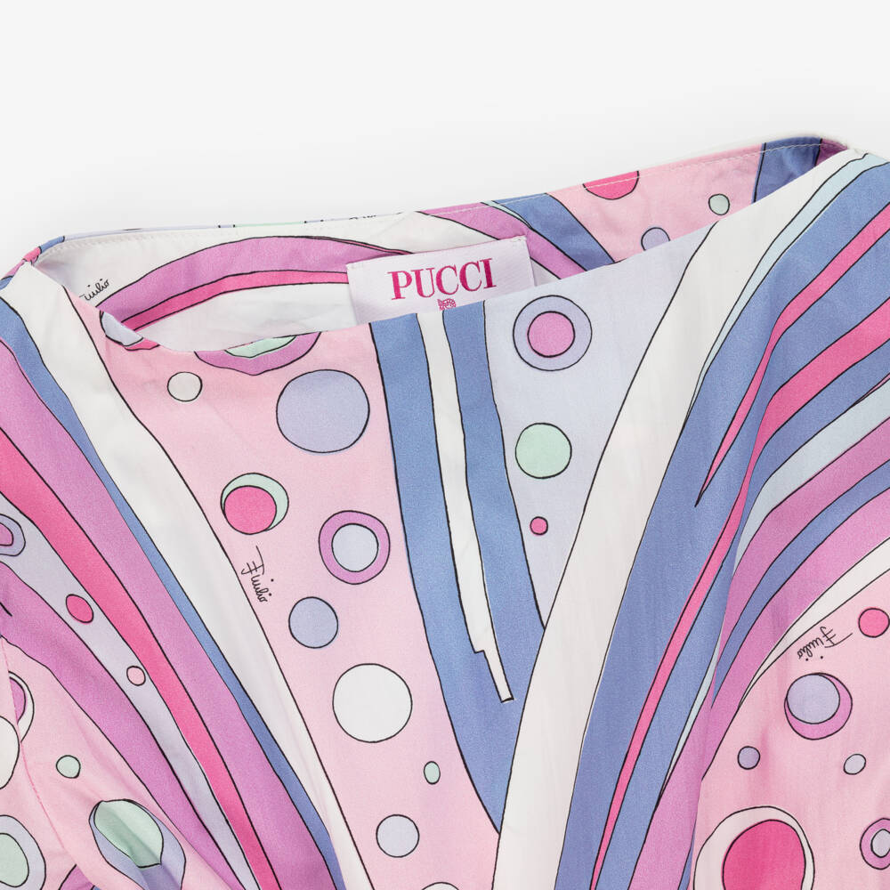 PUCCI-Girls Swirling Pastel Poplin Dress | Childrensalon Outlet
