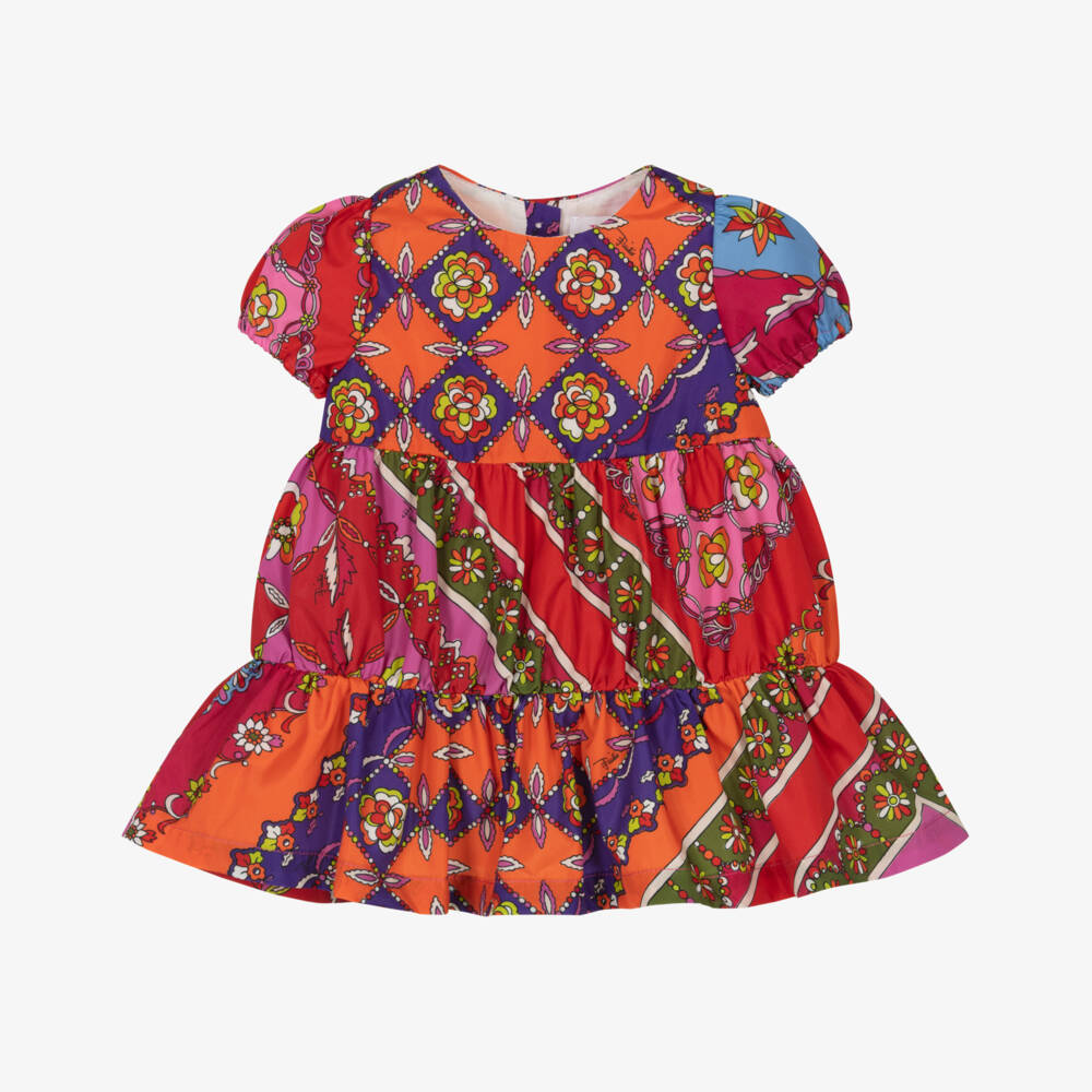 PUCCI-فستان بناتي بنقشة هندسية زاهية | Childrensalon Outlet