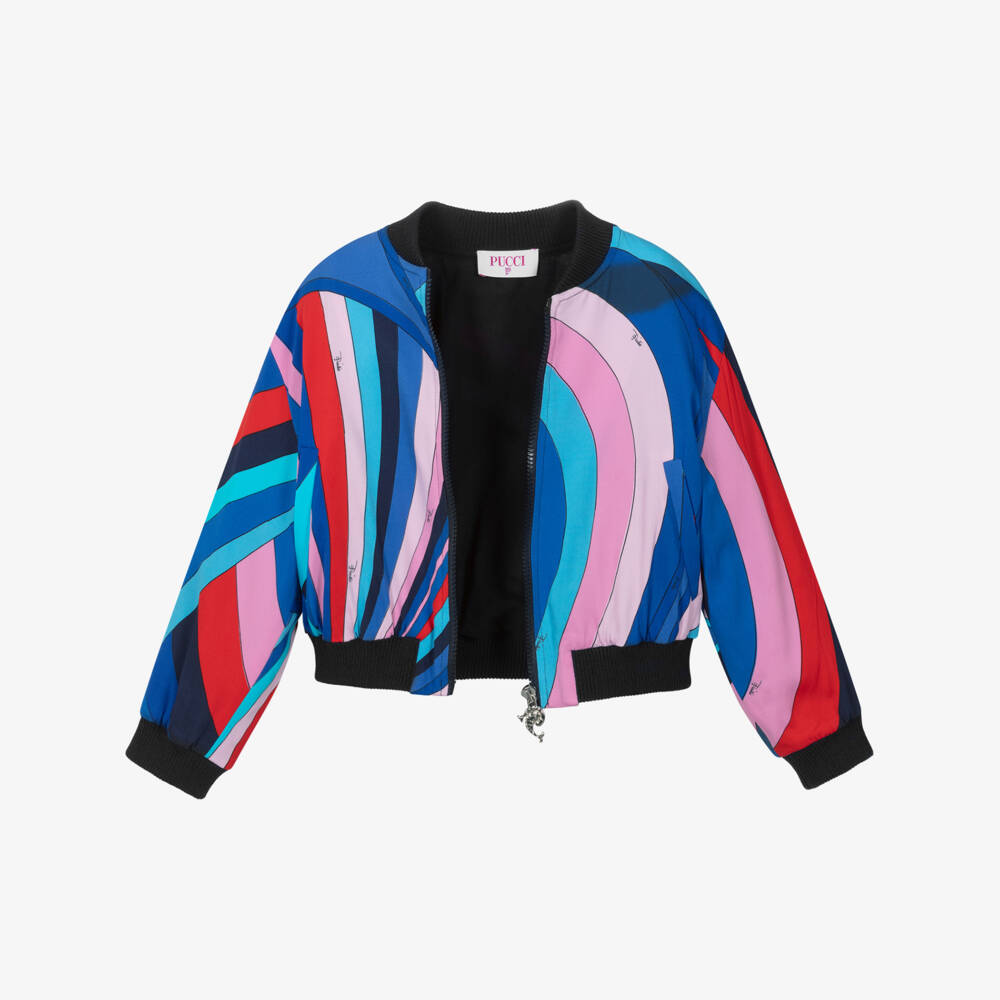 PUCCI-جاكيت بومبر بناتي بنقشة إيريدي زاهية | Childrensalon Outlet