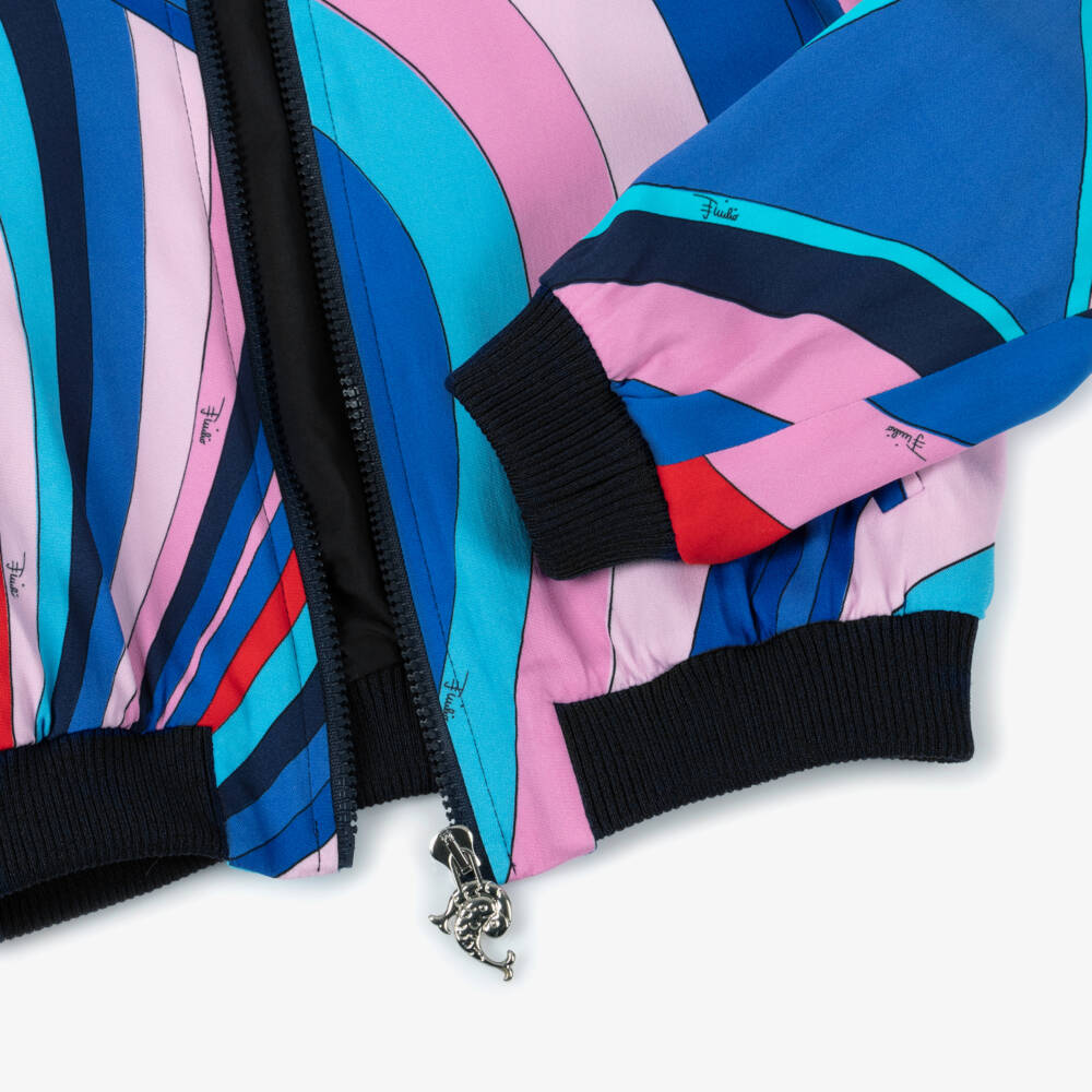 PUCCI-جاكيت بومبر بناتي بنقشة إيريدي زاهية | Childrensalon Outlet