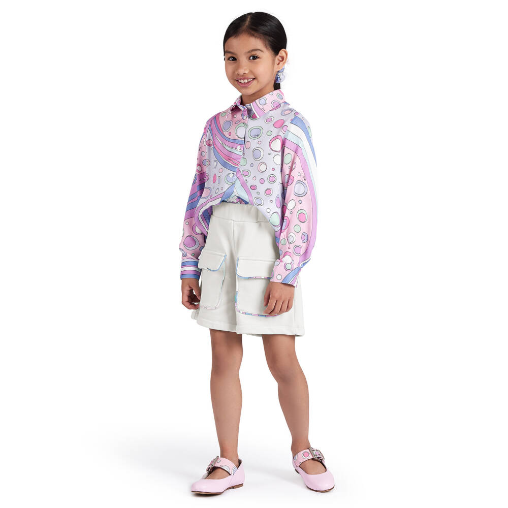 PUCCI-بلوزة فسكوز للبنات باللونين الوردي والأزرق | Childrensalon Outlet