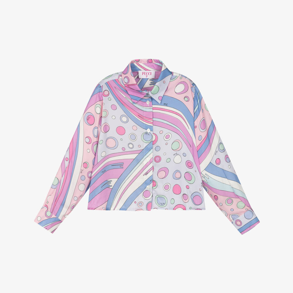 PUCCI-Girls Viscose Blouse in Pink & Blue | Childrensalon Outlet