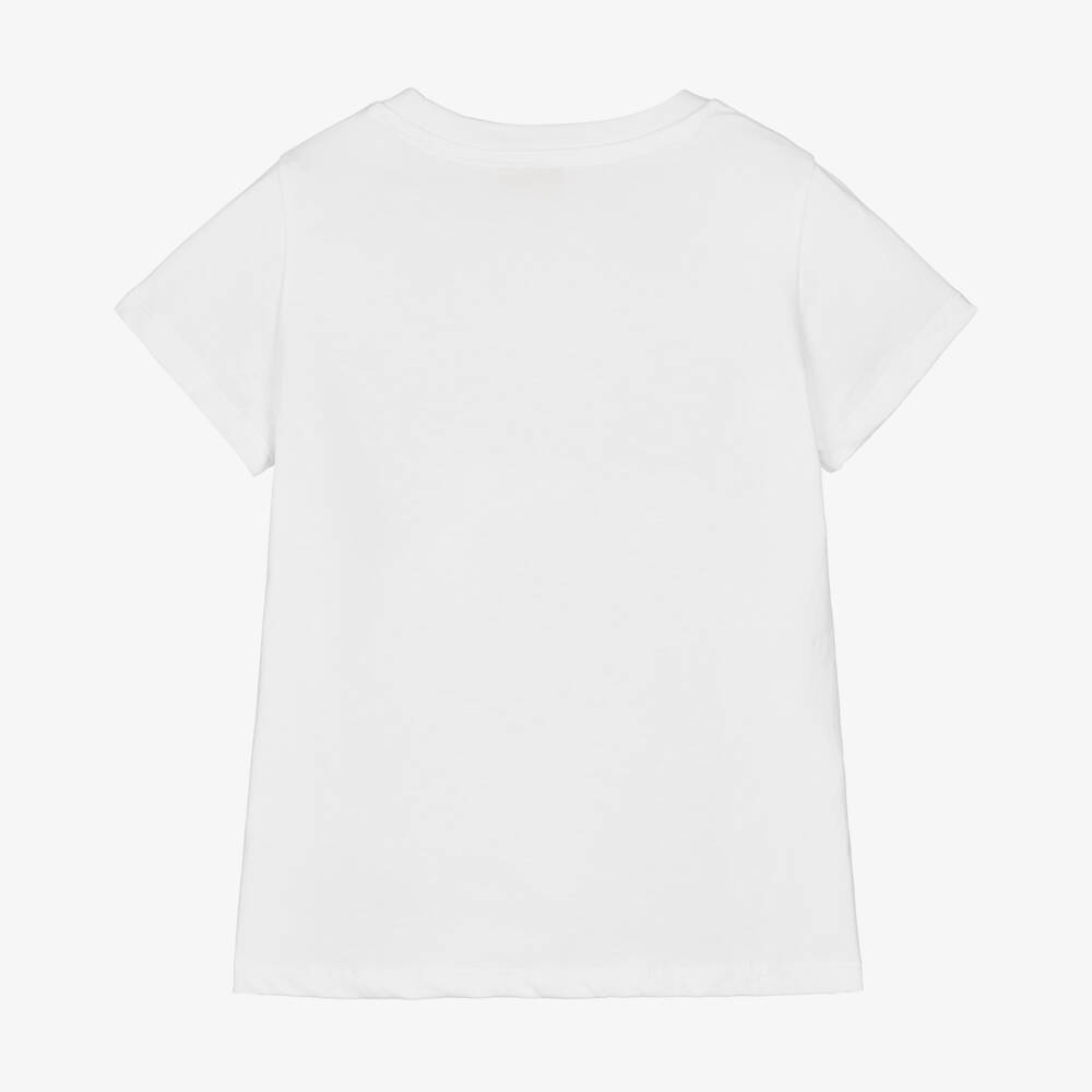 PUCCI-Girls White Fontane Design Cotton Tee | Childrensalon Outlet
