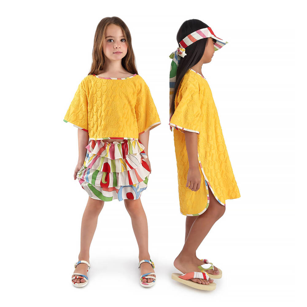 PUCCI-Girls White Marmo Print Layered Skirt | Childrensalon Outlet