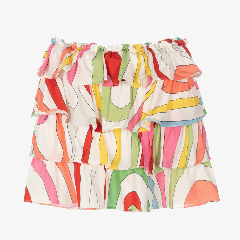 PUCCI - Jupe blanche à superpositions Marmo | Childrensalon