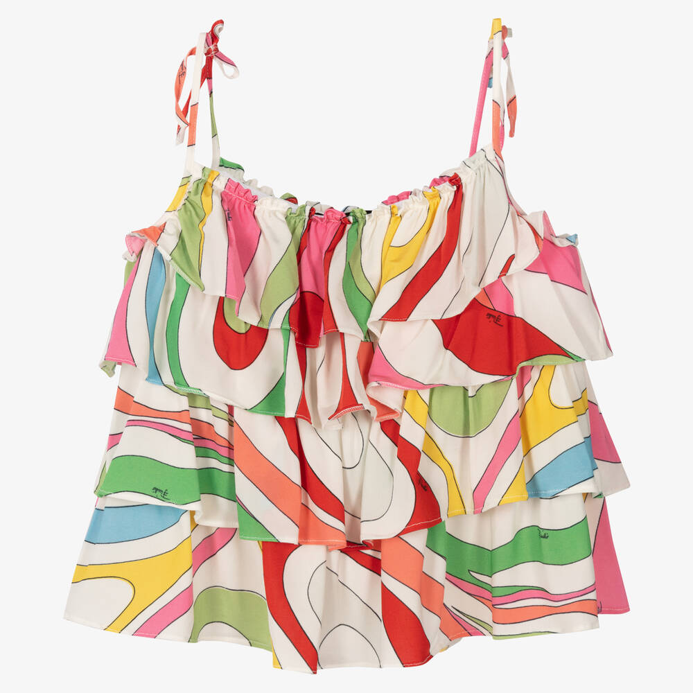 PUCCI-Girls White Marmo Print Top | Childrensalon Outlet