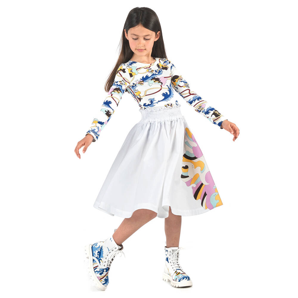 PUCCI-Girls White Ranuncoli Skirt | Childrensalon Outlet