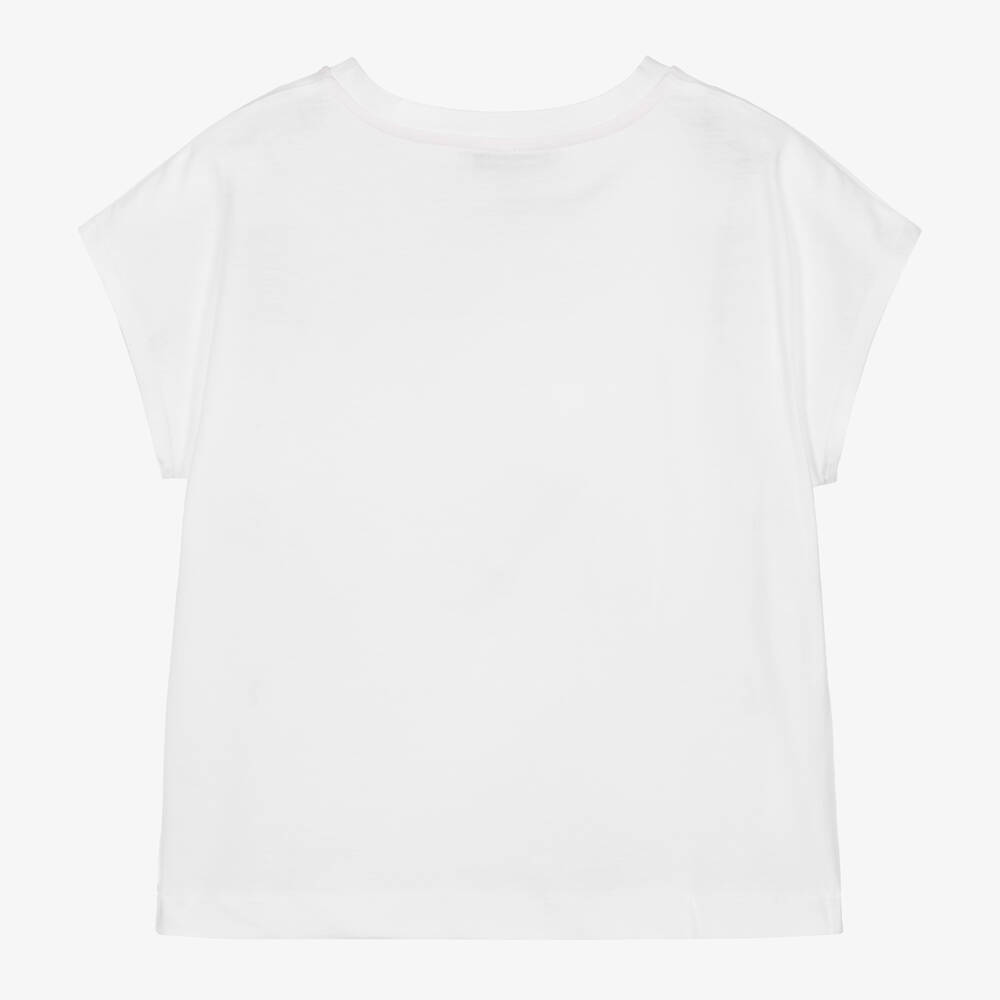 PUCCI-Girls White Ranuncoli T-Shirt | Childrensalon Outlet