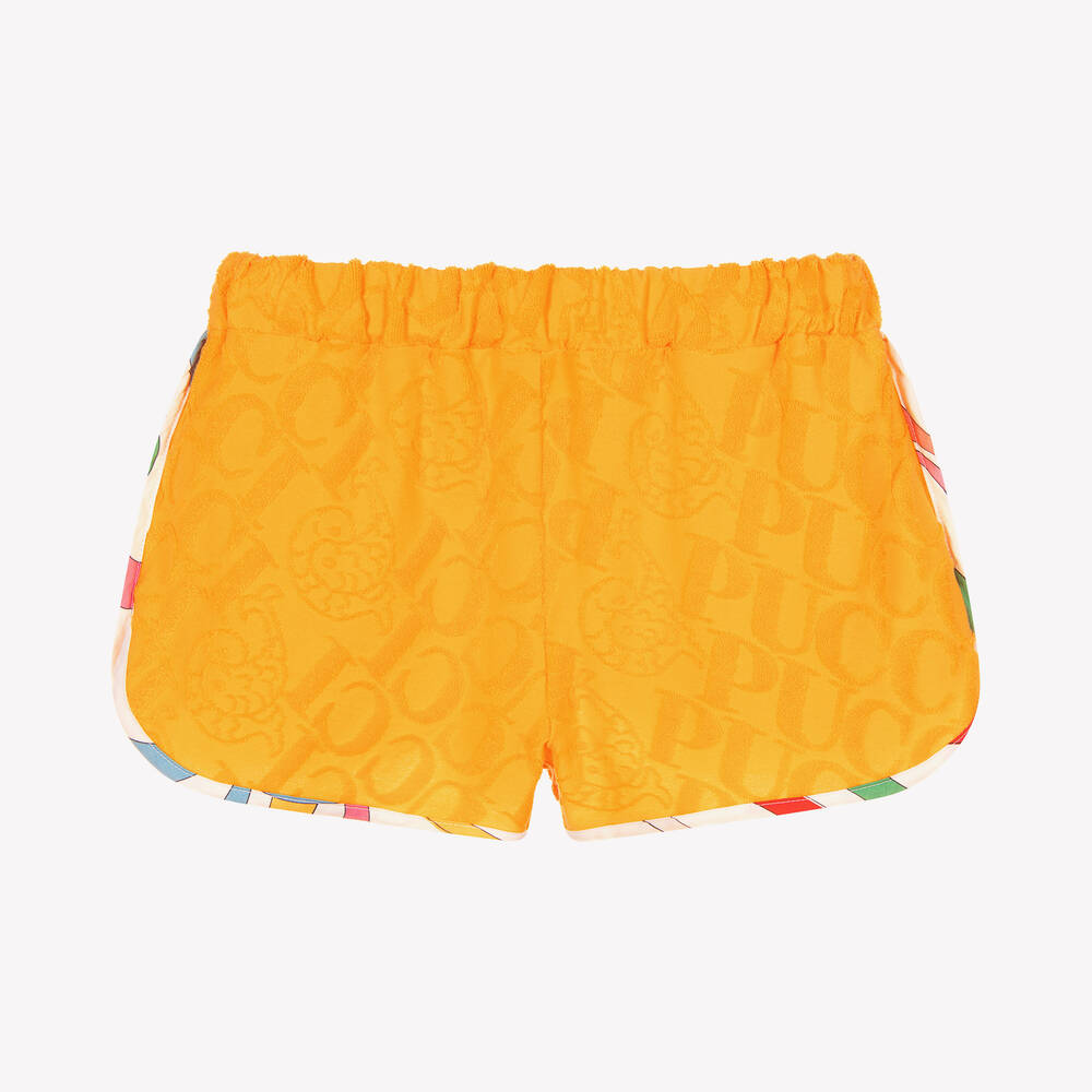 PUCCI-Girls Yellow Marmo Logo Jersey Shorts | Childrensalon Outlet