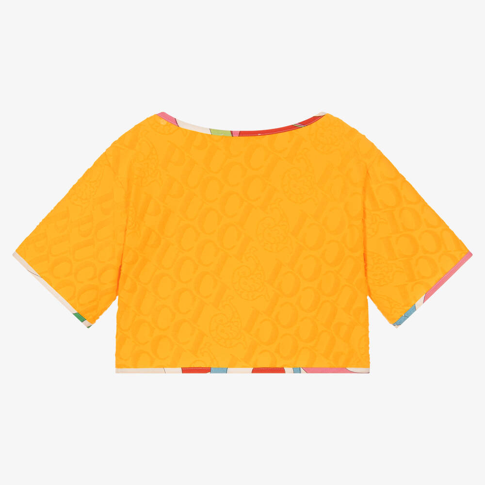 PUCCI-Girls Yellow Marmo Logo T-Shirt | Childrensalon Outlet