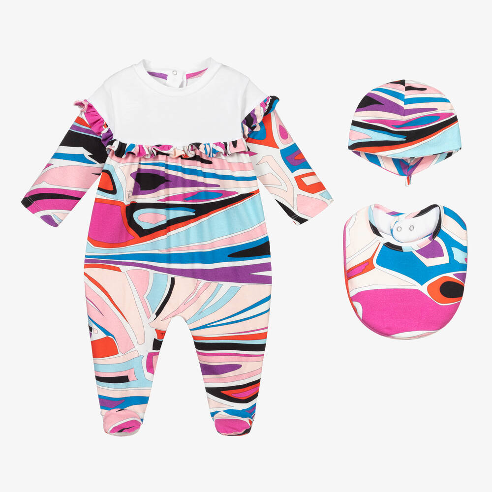 PUCCI-Pink Cotton Babygrow Gift Set | Childrensalon Outlet
