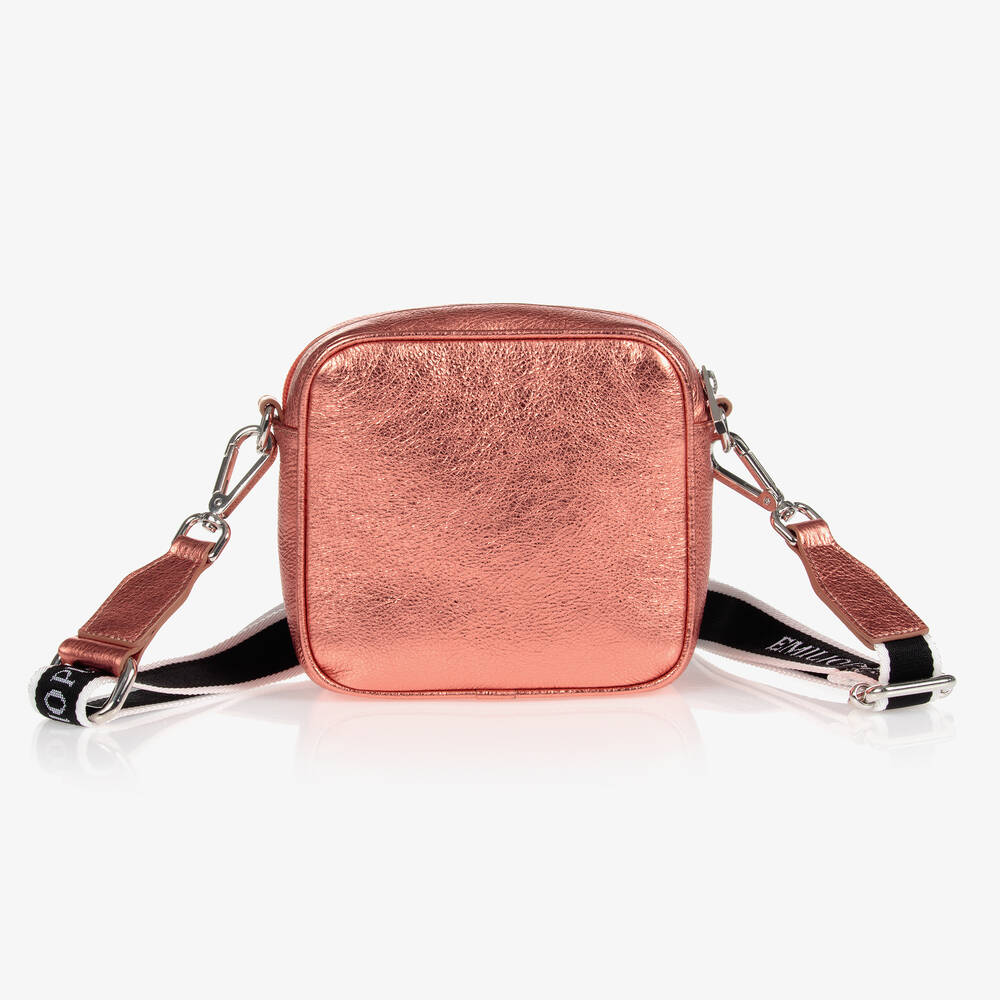 PUCCI-حقيبة جلد لون زهري متاليك بنقشة إسبلوسو للبنات (15 سم) | Childrensalon Outlet