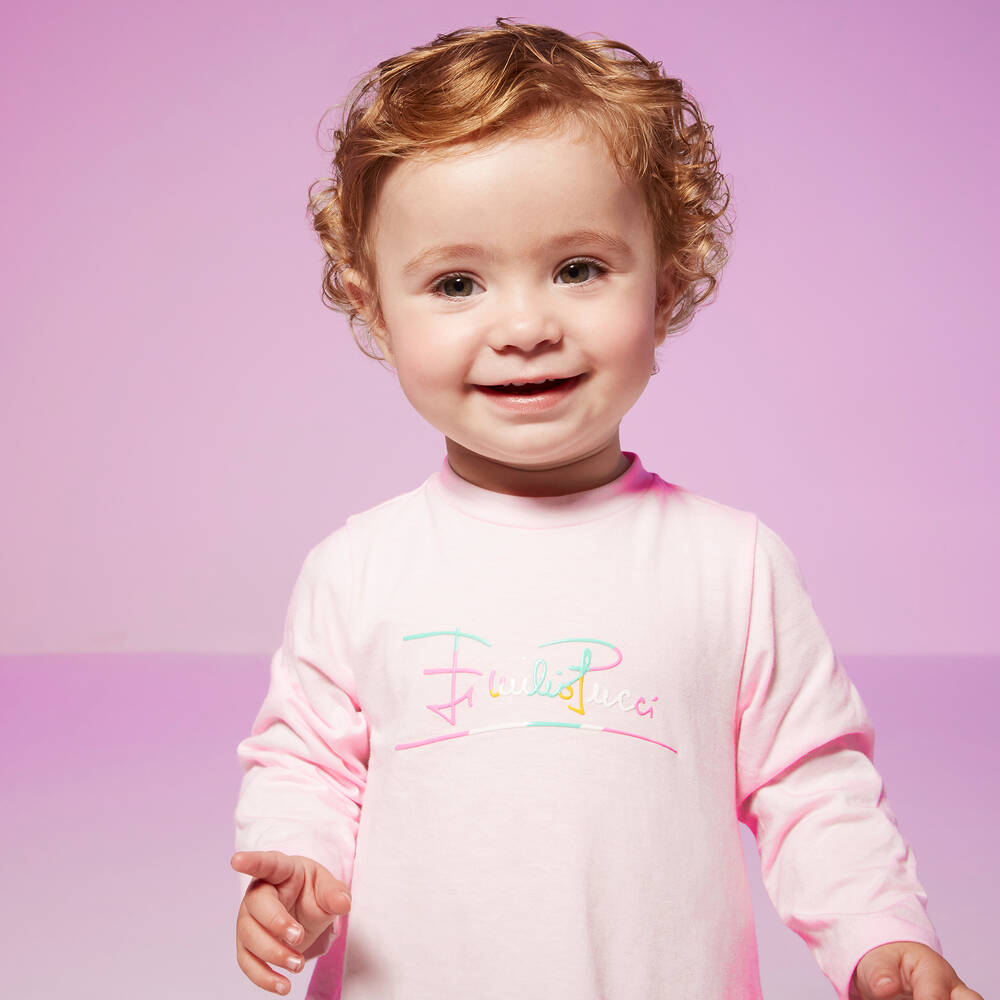 PUCCI Pink Ranuncoli Baby Dress Childrensalon Outlet