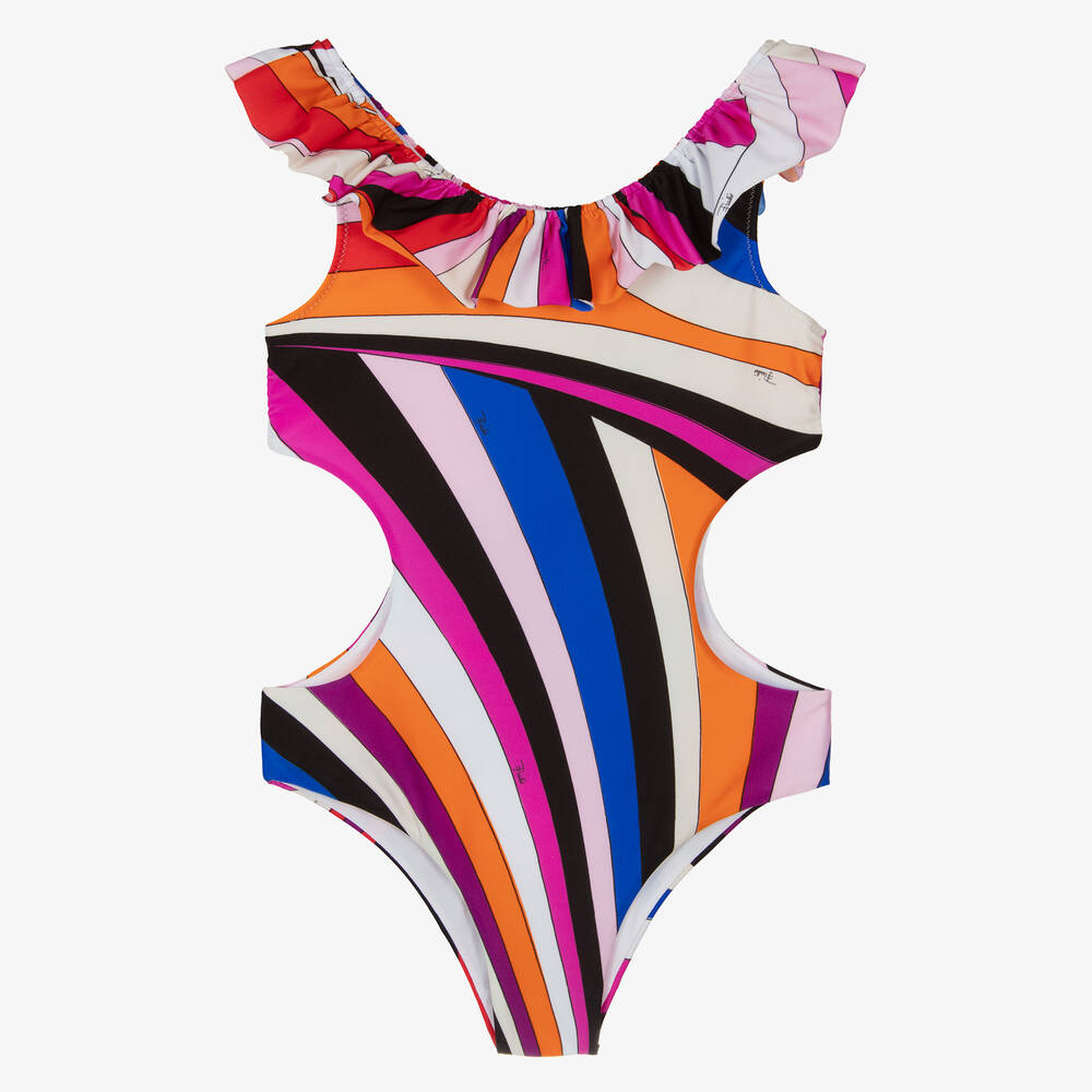 PUCCI-Teen Fuchsia Pink Iride Cut-Out Swimsuit | Childrensalon Outlet