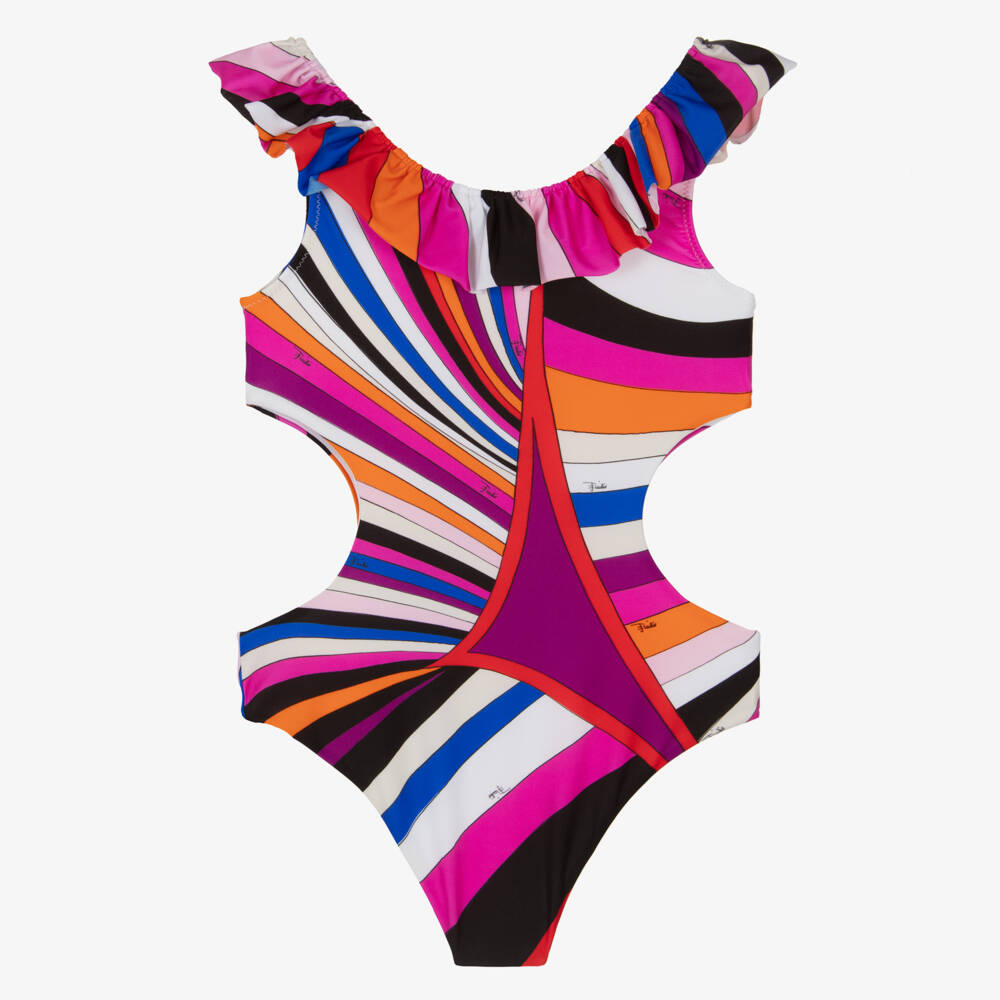 PUCCI-Teen Fuchsia Pink Iride Cut-Out Swimsuit | Childrensalon Outlet