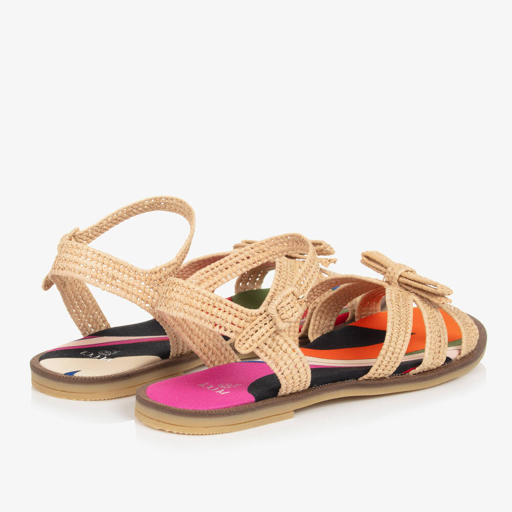 PUCCI-Teen Girls Beige Straw Iride Sandals | Childrensalon Outlet
