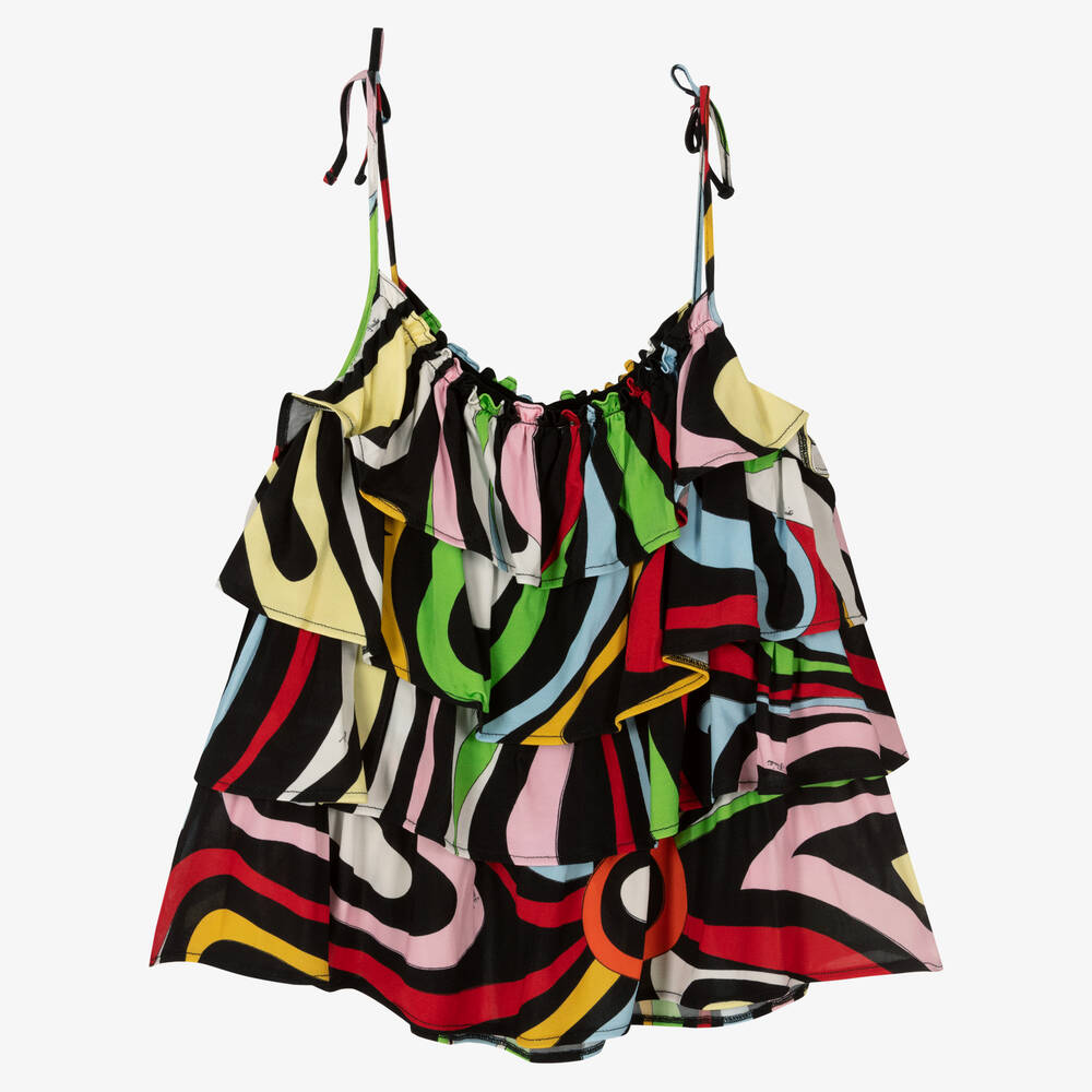 PUCCI-Teen Girls Black Marmo Print Top | Childrensalon Outlet