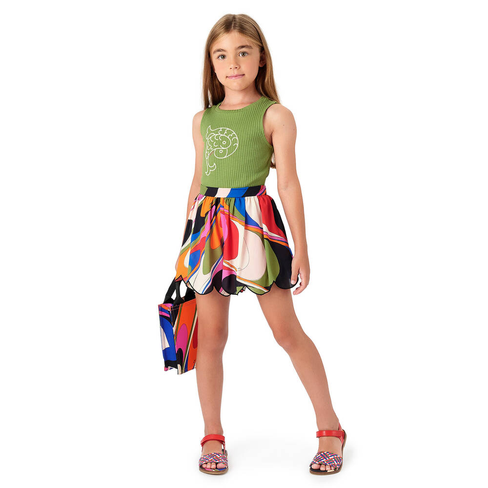 PUCCI-Teen Girls Green Fish Logo Top | Childrensalon Outlet