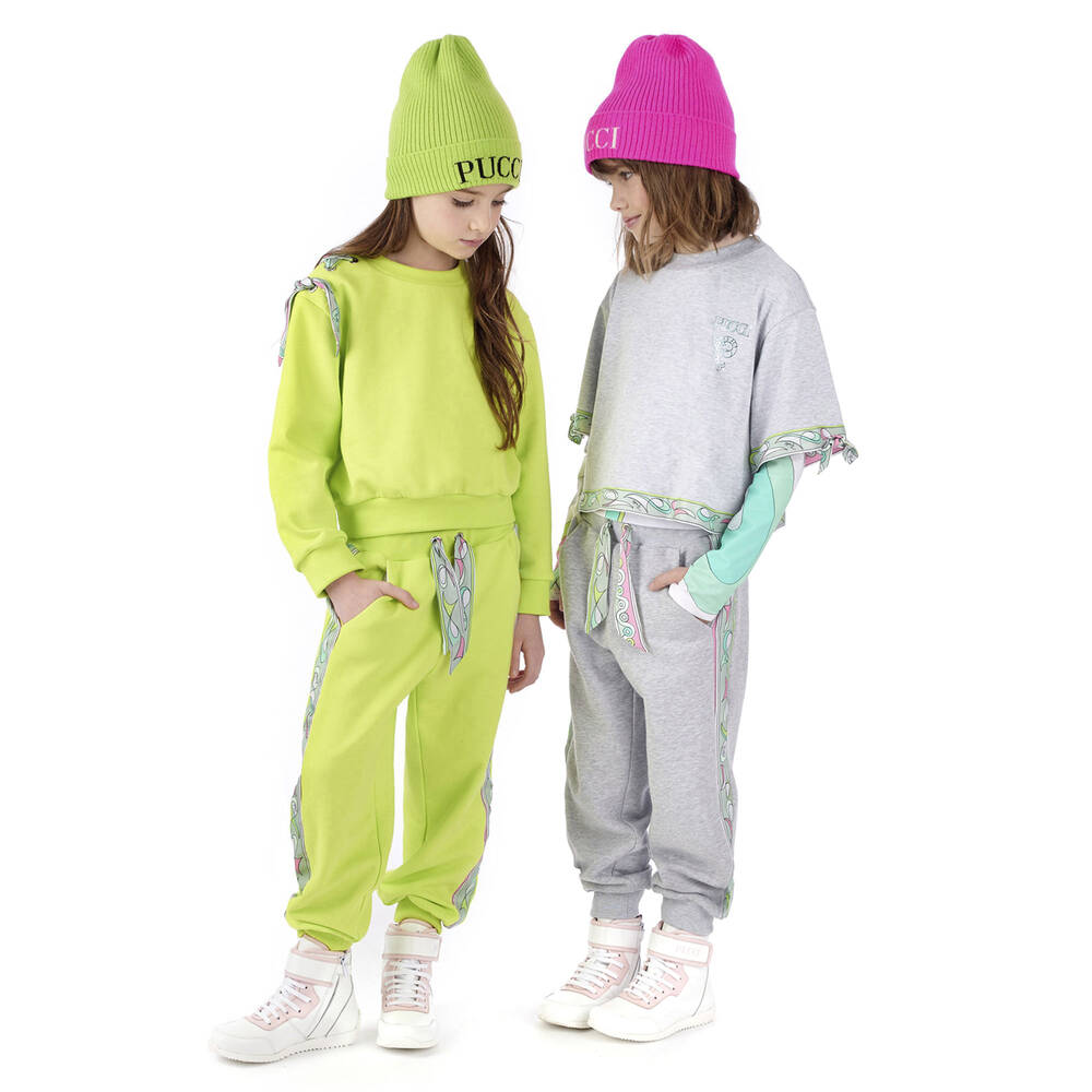 PUCCI-Серые хлопковые джоггеры с принтом Iride | Childrensalon Outlet