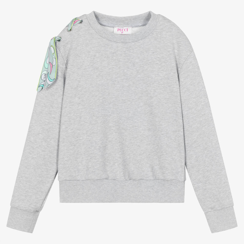 PUCCI - Sweat-shirt gris Iride Ado fille | Childrensalon
