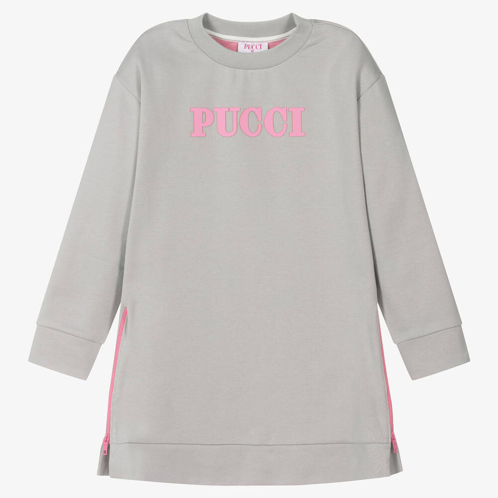 PUCCI - Teen Girls Grey Cotton Sweatshirt Dress | Childrensalon
