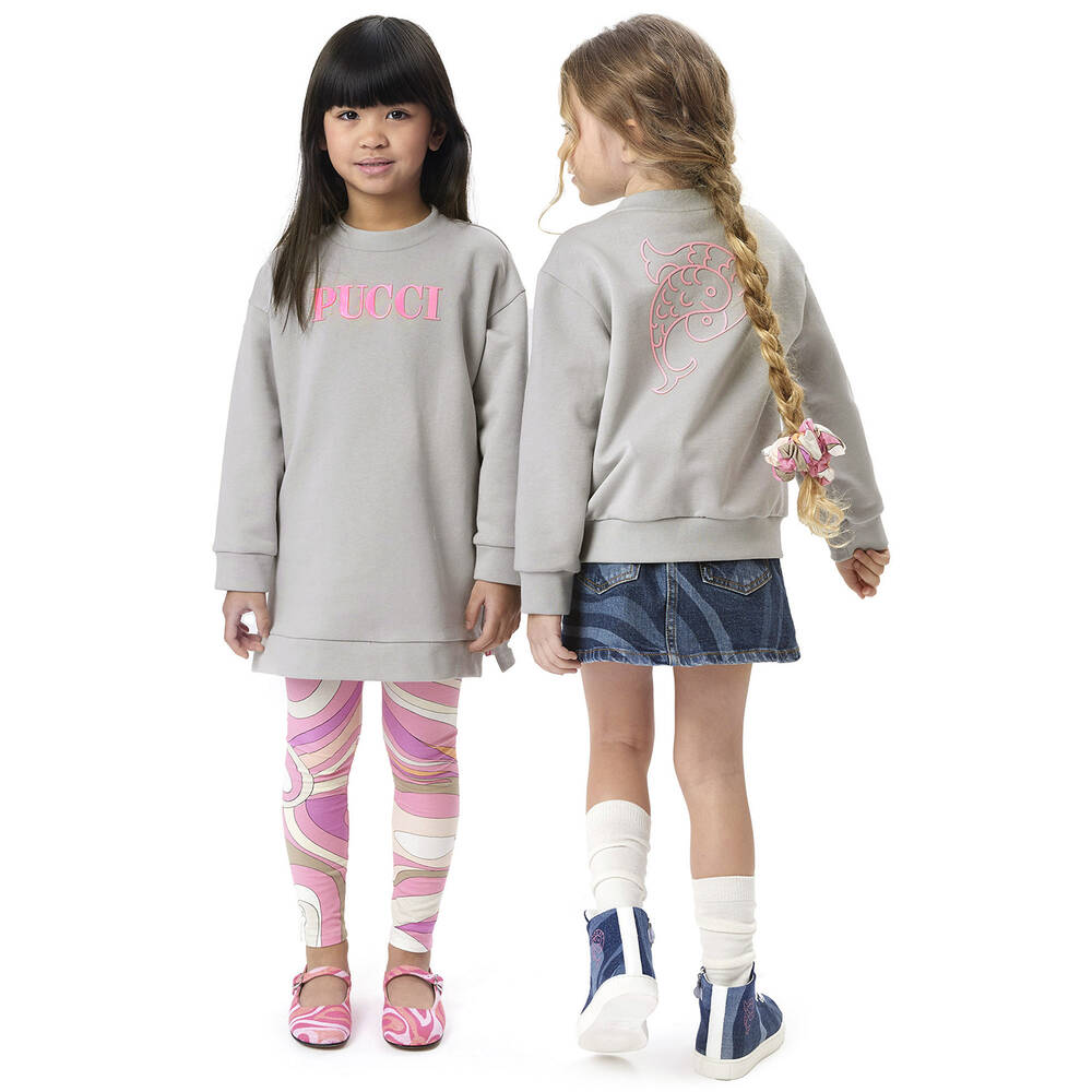 PUCCI-Teen Girls Grey Cotton Sweatshirt Dress | Childrensalon Outlet