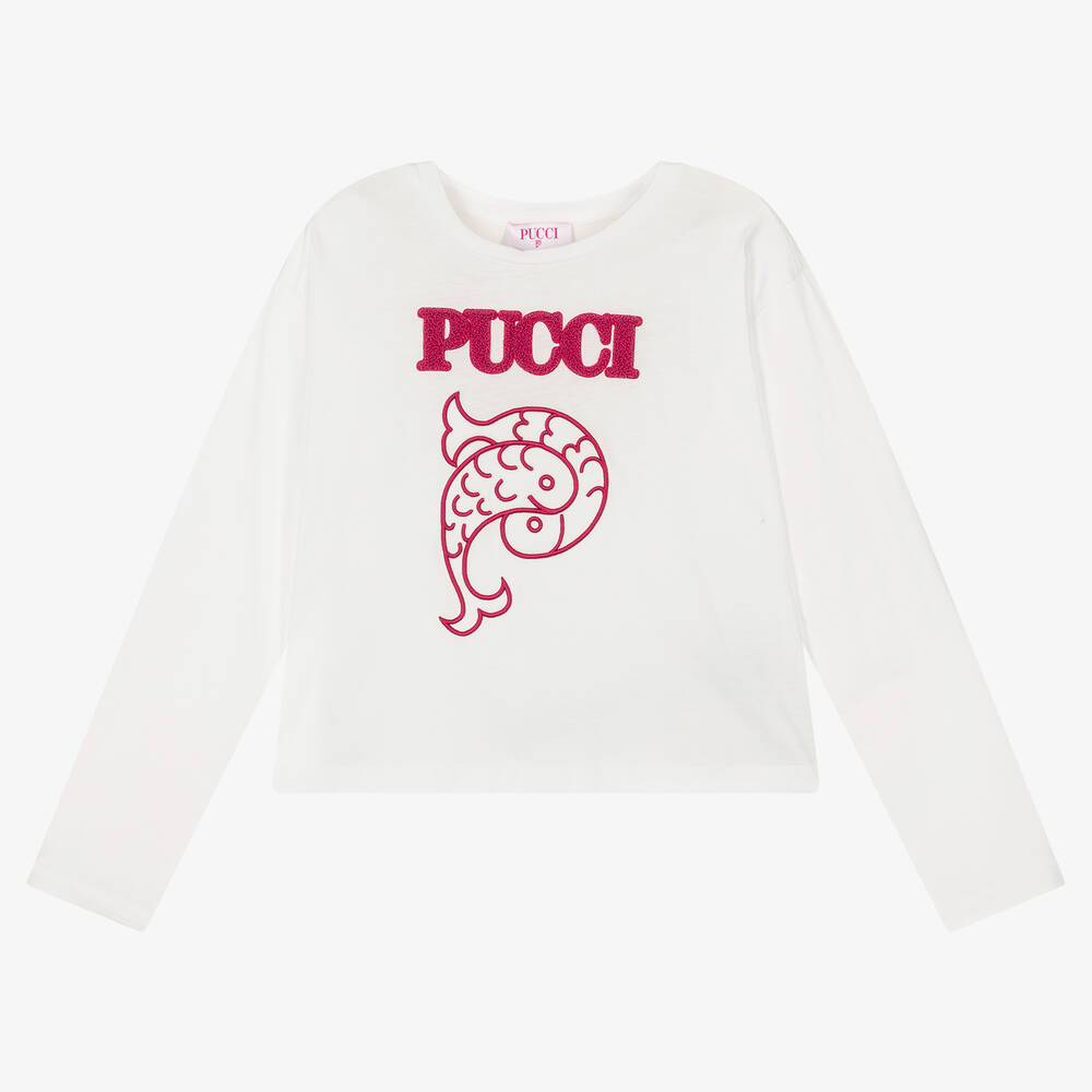 PUCCI - Teen Girls Ivory Cotton Top | Childrensalon