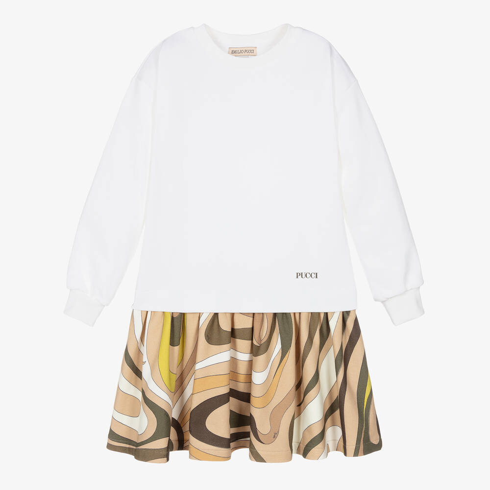 PUCCI-Teen Girls Ivory Marmo Dress | Childrensalon Outlet